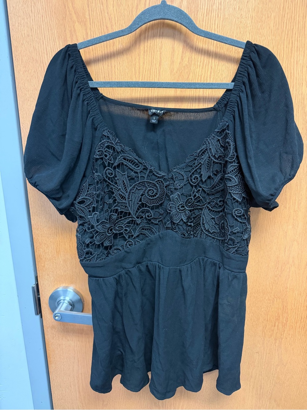 torrid Black Lace-Front Peplum Tunic